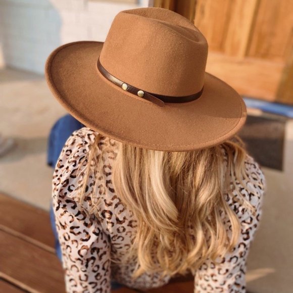 Infinity Raine Accessories - Top It Off Wide Brim Belted Hat-Dark Khaki